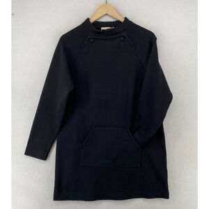 MAISON KITSUNE Dress 40 S Tunic Shift Mini Stretch Cotton Blend Pullover Black